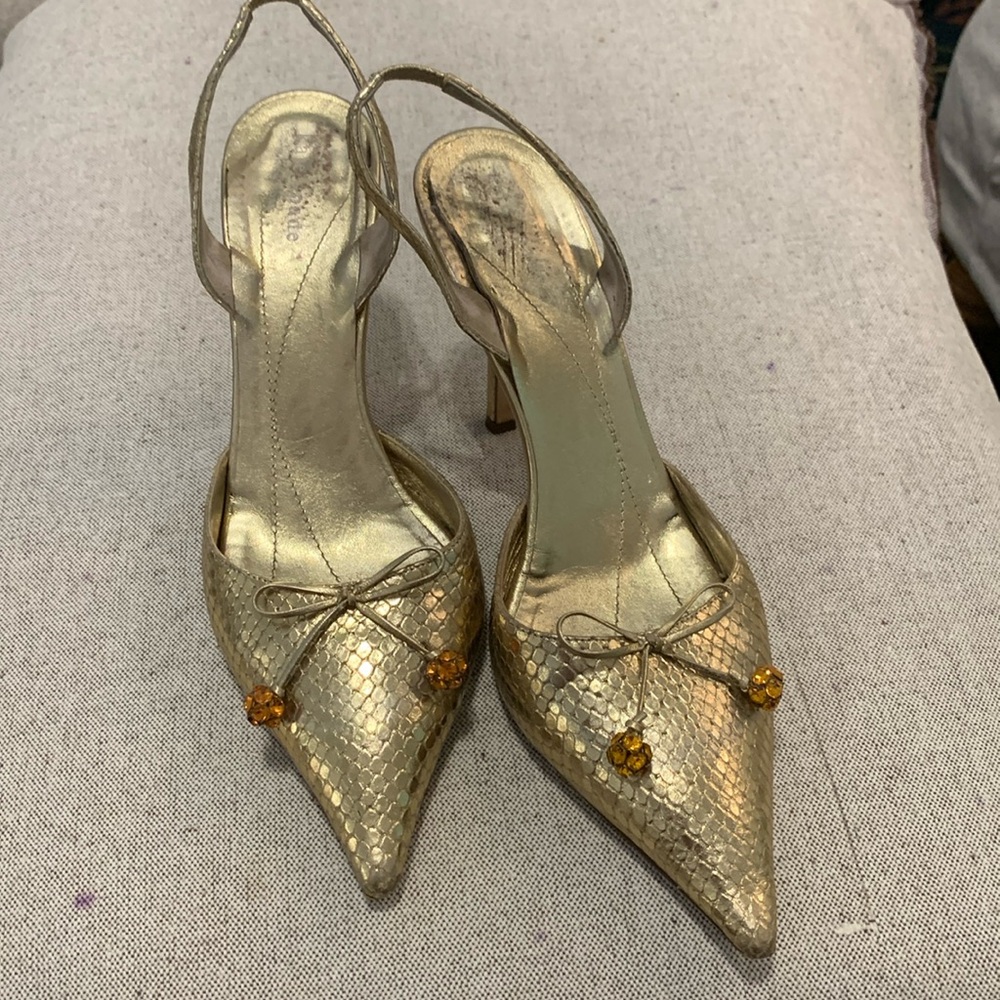 Kate Spade Gold Sling Back Heel